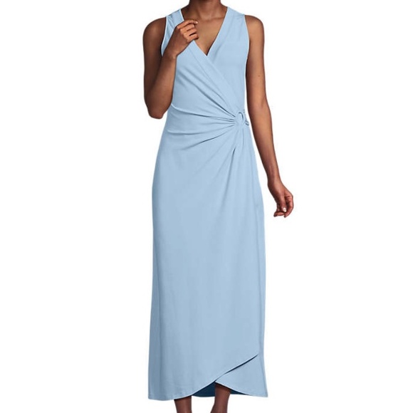 LANDS END Cotton Sleeveless Maxi DRESS Size: SMALL TALL New BLUE - Picture 5 of 5
